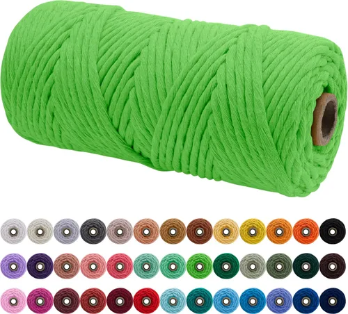 Vista 82 de JeogYong Cordón de macramé de un solo hilo 3 mm x 109 yardas (328 pies) Cuerda de algodón suave Hilo de macramé de 3 mm, suministros de macramé