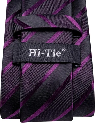 Vista 164 de Hi-Tie Corbatas de seda para hombre, diseño de cachemira a rayas, con bolsillo, gemelos cuadrados, conjunto formal de negocios