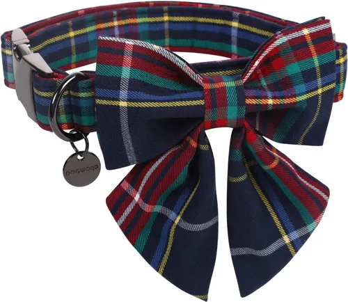 Vista 20 de Collar de Navidad para perro con pajarita, collar de perro de copo de nieve con tira roja y verde, suave, duradero, ajustable, de algodón