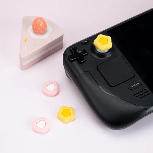 Vista 6 de GeekShare Silicone Steam Deck Thumb Grip Caps, Cute Star and Heart Shaped Joystick Cover Thumbstick Caps Compatible with Steam Deck Only, 4PCS