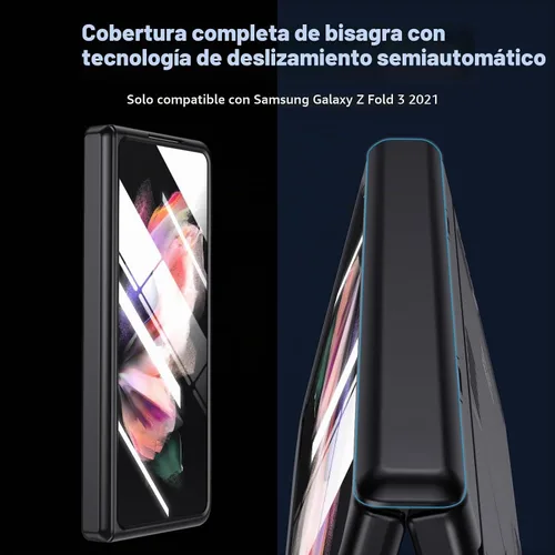 Vista 4 de Funda para Samsung Z-Fold-3: [Soporte oculto] [Carga inalámbrica] Funda delgada con protección de bisagra ligera con protector de pantalla - Funda
