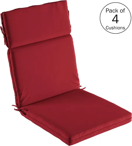 Vista 6 de Lavish Home Cojines para silla de respaldo alto, 45 pulgadas de largo x 21.5 pulgadas de ancho x 3 pulgadas de alto, color rojo, 4