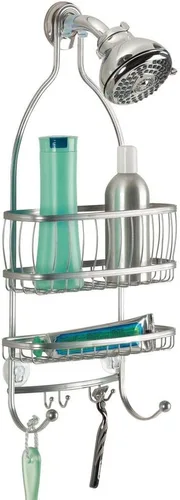 Vista 11 de iDesign York - Organizador de ducha colgante de alambre de metal, espacio extra amplio para champú, acondicionador y jabón con ganchos para Satén