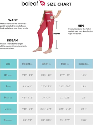Vista 7 de BALEAF Leggings con forro polar para niñas, repelentes al agua, cintura alta, pantalones atléticos cálidos para invierno, senderismo, correr, yoga