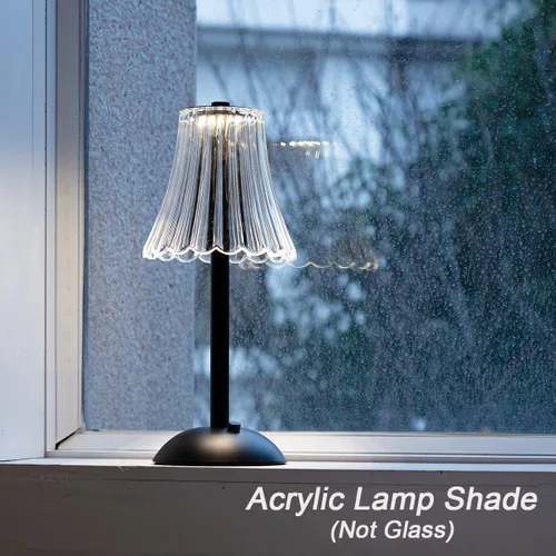Vista 4 de HEQET Lámparas de mesa inalámbricas para el hogar, mesa, comedor, lámparas recargables doradas, lámpara de mesa LED de latón portátil