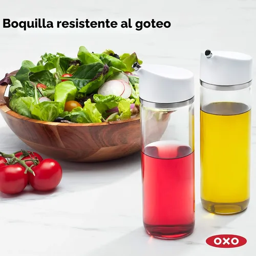 Vista 3 de OXO Good Grips - Juego de dispensadores de vidrio de precisión, set de 2 piezas para aceite y vinagre, transparente, blanco