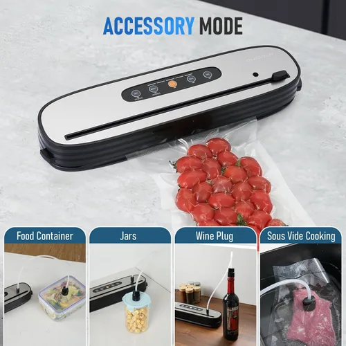 Vista 5 de Sellador al vacío, máquina portátil ahorradora de alimentos con modos seco/húmedo, diseño recargable, bloqueo infantil y cortador integrado, máquina