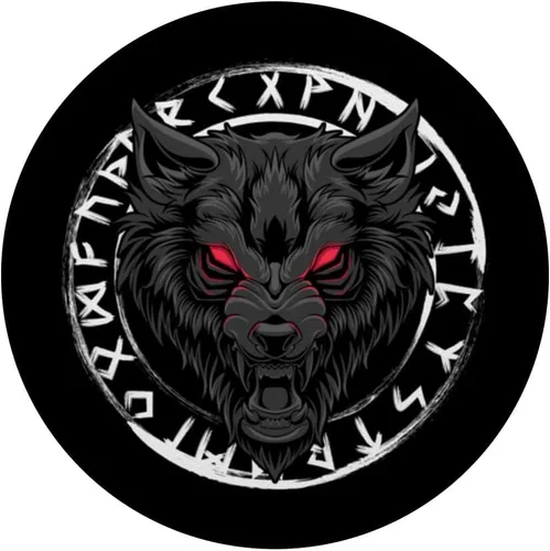 Vista 3 de Fenrir Viking Wolf - Mitolgy nórdica - Paganismo nórdico vikingo PopSockets intercambiables PopGrip
