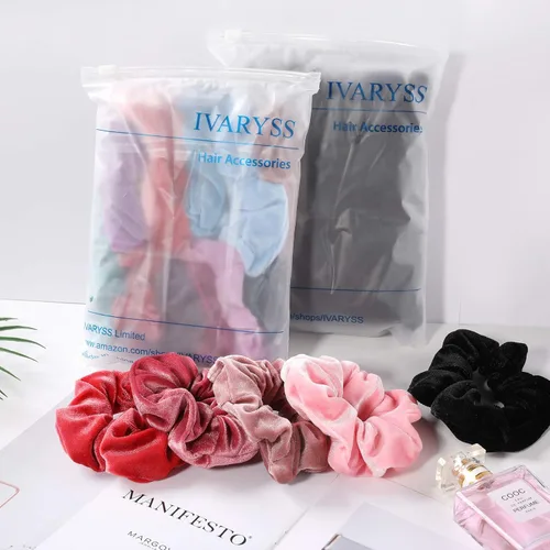 Vista 7 de IVARYSS Coleteros para mujer, 12 coleteros de terciopelo negro para el cabello, soporte suave para coleta de caballo para niñas, bandas elásticas