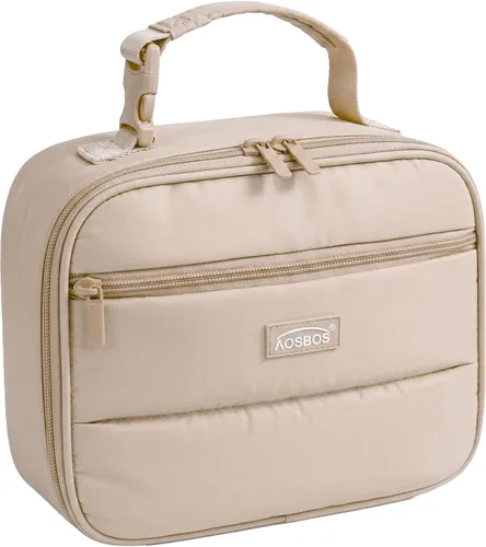 Vista 10 de Aosbos - Bolsa de almuerzo aislada para adultos - Elegante lonchera pequeña en sarga para trabajo, oficina - Bolsa de almuerzo suave y portátil