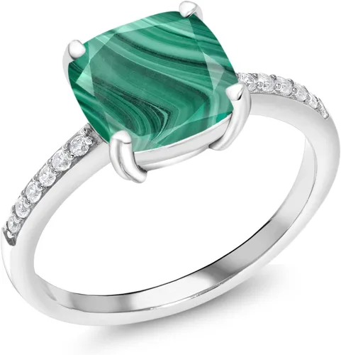 Vista 62 de Gem Stone King Anillo de compromiso de plata de ley 925 con piedra preciosa de corte cojín de 0.315 in Anillo de compromiso de aniversario de boda