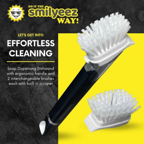 Vista 7 de El mango sonriente original con dispensador de jabón de Smilyeez para el combo de esponja sonriente y Smilyeez Dishwand (negro)