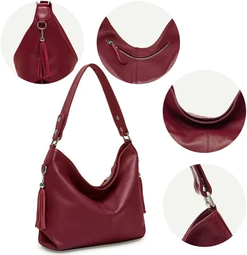 Vista 66 de Moda suave cuero genuino borla mujer bolso señoras hombro mensajero hobo bolso
