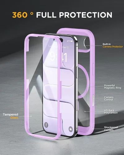 Vista 325 de Miracase Serie de vidrio para iPhone 11 de 6.1 pulgadas, funda protectora de cuerpo completo resistente mejorada con protector de pantalla de vidrio