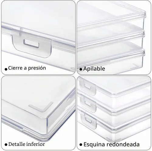Vista 5 de BTSKY Caja de almacenamiento de plástico transparente con tapa de solapa, organizadores multiusos para manualidades y caja de almacenamiento
