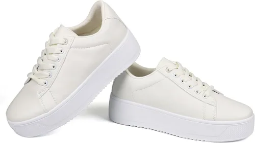 Vista 4 de JABASIC Zapatos deportivos de moda para mujer, con cordones, elegantes y cómodos para caminar