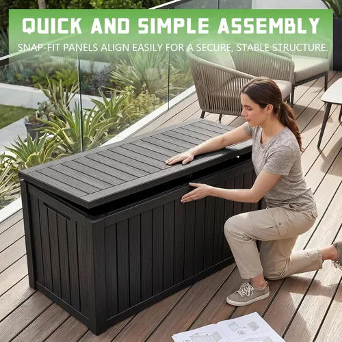 Vista 2 de Caja de cubierta de 200 galones con cerradura, impermeable Negro
