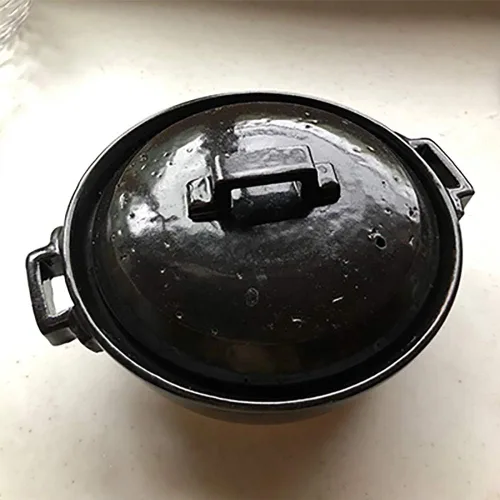 Vista 2 de Olla de arcilla japonesa Donabe, 67.6 fl oz, para 3-4 personas, mango cuadrado, negro