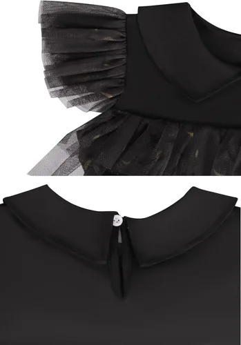 Vista 3 de IDOTTA Girls Wednesday Addams Costumes Dress For Kids Family Halloween Princess Cosplay Party Outfit Addams Costumes