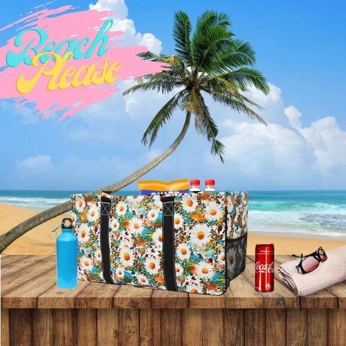Vista 104 de NGIL Bolsa de comestibles reutilizable extra grande plegable de gran tamaño para comestibles, almacenamiento, picnic, playa, Estampado