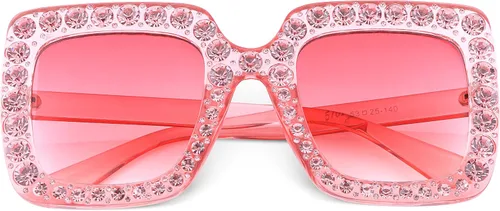 Vista 3 de FEISEDY - Gafas de sol de cristal brillante para mujer, gran tamaño, cuadradas, marco grueso, B2283