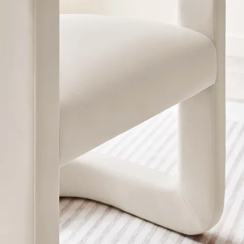 Vista 6 de Modway Winslow Silla de comedor de terciopelo resistente a las manchas en alabastro, sillón de barril con respaldo abierto, silla de comedor