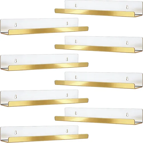 Vista 9 de Blulu Paquete de 12 estantes flotantes de acrílico de 14 pulgadas montado en la pared, estante acrílico invisible para sala de estar, oficina
