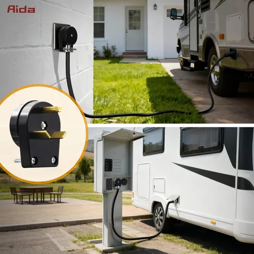 Vista 6 de AIDA Enchufe de repuesto para autocaravana de 30 amperios y 125 V, enchufe de ángulo resistente NEMA TT-30P, grado industrial autoconectado a tierra