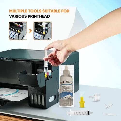 Vista 6 de Inkpro - Kit de limpieza de cabezal de impresión de inyección de tinta, solución universal de limpieza de cabezal de impresión para Epson HP Brother