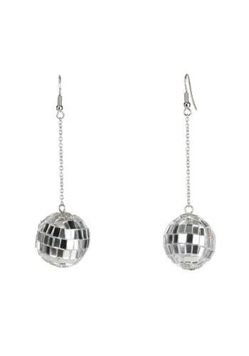 Vista 4 de Aretes de Disfraz Bola de Disco de 1 Pulgada Multicolor