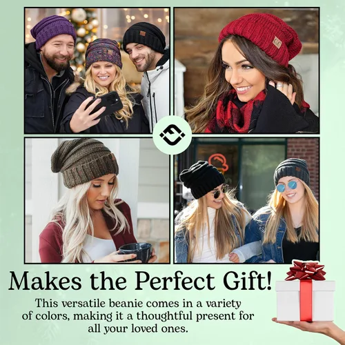 Vista 63 de Funky Junque Gorro de moda de punto trenzado de talla extragrande, grueso, abrigado, suave y holgado