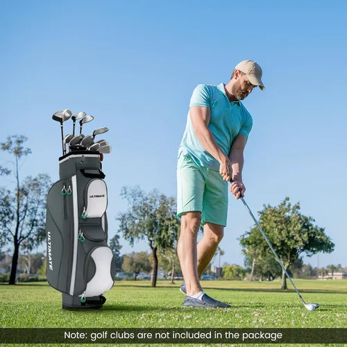 Vista 2 de Goplus Bolsa de carrito de golf con 14 divisores superiores, bolsa de golf con 7 bolsillos con cremallera, bolsa refrigerante, capucha para lluvia