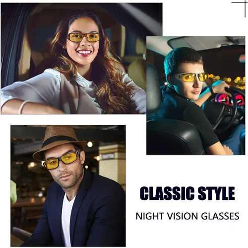 Vista 2 de Lentes de conducción de visión nocturna para hombres y mujeres, polarizados, antirreflejos, con lente amarilla HD envolvente