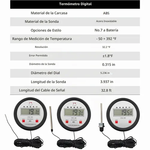 Vista 2 de Termómetros digitales industriales precisos con sonda larga para una medición precisa de la temperatura en áreas de difícil acceso