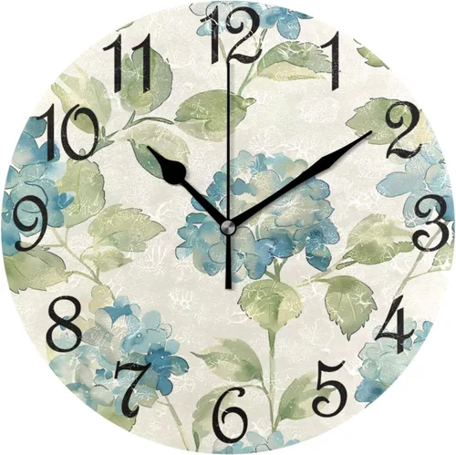 Vista 11 de Reloj de pared rústico retro con puerta de granero de madera, marrón, azul, funciona con pilas, silencioso, sin tictac, 10 pulgadas, reloj de mesa