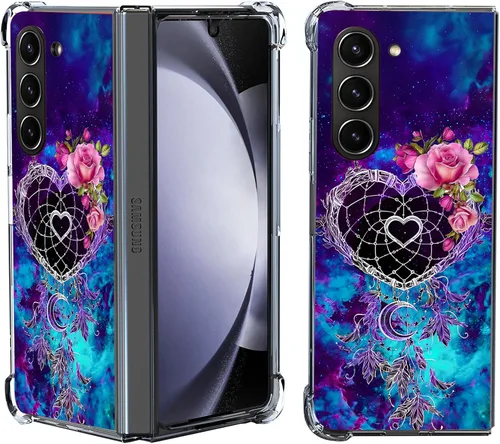 Vista 26 de Funda para Galaxy Z Fold 5, protección contra caídas de mandala de león colorido, a prueba de golpes, de cuerpo completo, resistente a los arañazos
