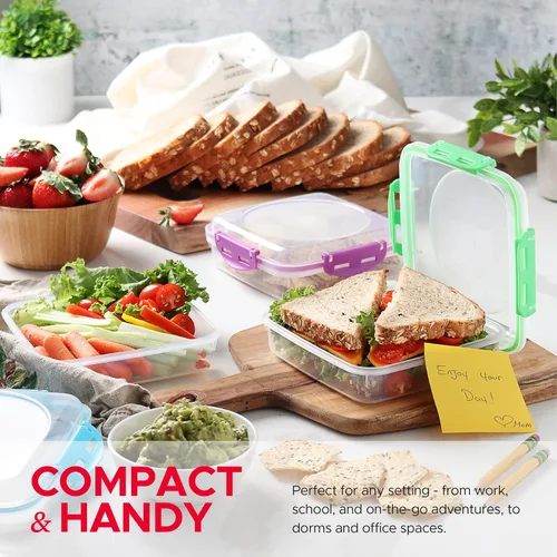 Vista 6 de Tafura Recipientes y cajas para sándwiches de alta calidad, sin BPA, para loncheras, duradero y reutilizable, soporte para sándwiches para mayor