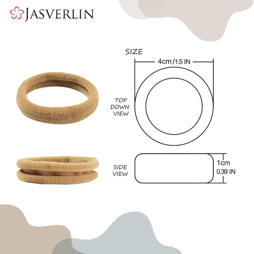 Vista 2 de JASVERLIN 100 ligas para el cabello de algodón sin costuras, bandas elásticas gruesas suaves y sin daños, soportes para cola de caballo para mujeres