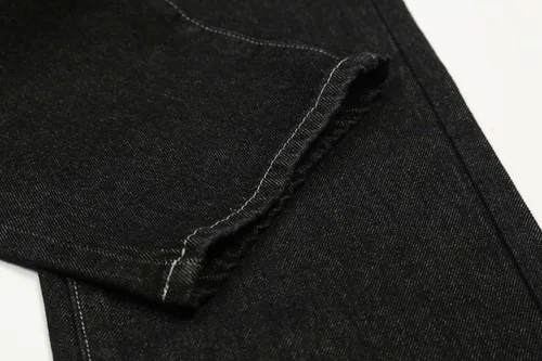 Vista 5 de Jeans bordados con bolsillo para hombre, estilo hip-hop, sueltos, rectos, ropa de calle, monopatín, pantalones holgados, color negro, 4 unidades, M