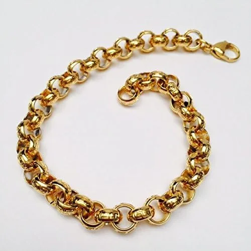 Vista 2 de Amythyst Pulsera de tobillo de acero inoxidable en tono oro amarillo o plata (10 o 11 pulgadas)