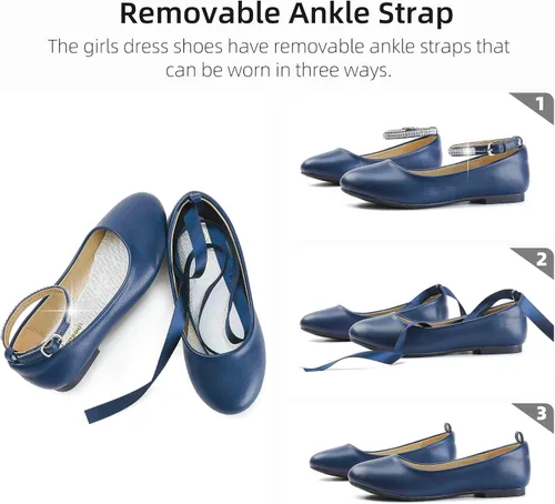 Vista 2 de Zapatos de vestir para niñas, zapatos planos para niñas pequeñas y grandes