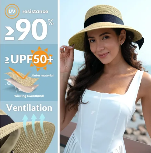 Vista 4 de Verabella - Sombreros de sol para mujer ligeros, plegables y fáciles de empacar para playa, FPU 50+