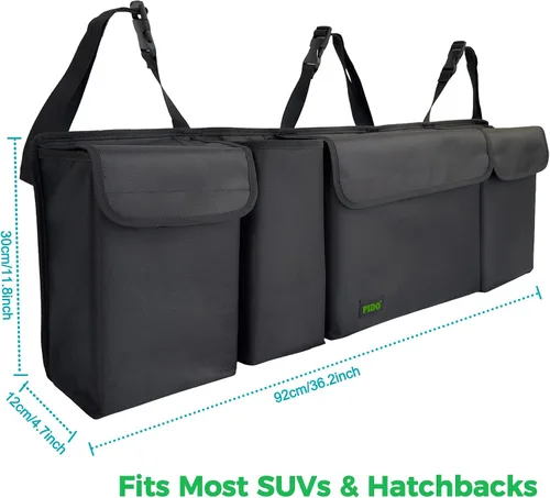 Vista 2 de PIDO - Organizador colgante para maletero, organizador para asiento trasero de SUV, bolsa de almacenamiento colgante para coche con bolsillos