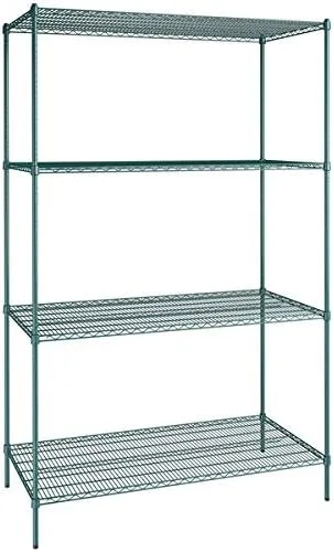 Vista 70 de Kit de 4 estantes de epoxi verde NSF de 21 x 72 pulgadas con postes de 86 pulgadas, estantería de almacenamiento resistente, kit de estantería