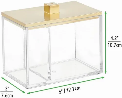 Vista 6 de mDesign Organizador Moderno Cuadrado para Encimera de Tocador de Baño, Recipiente Tarro de Almacenamiento para Hisopos de Algodón, Discos, Bolas
