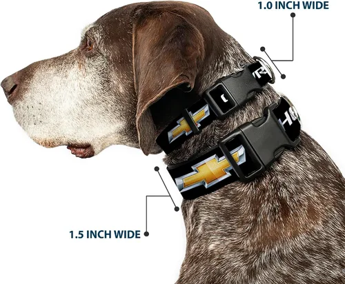 Vista 2 de Buckle-Down Collar de perro Clip de plástico Chevrolet Bowtie Negro Oro Blanco 9 a 15 pulgadas 1.0 pulgadas de ancho, PC-WCH007-S
