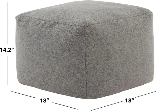 Vista 3 de Safavieh Couture Collection Samuels - Puf cuadrado otomano de piel de oveja sintética, color gris oscuro (totalmente montado)