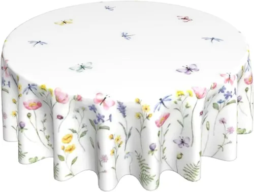 Vista 12 de Mantel floral azul marino de 54 x 54 pulgadas, mantel cuadrado de flores azul oscuro y blanco, mantel de poliéster para fiestas de vacaciones