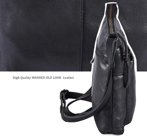 Vista 4 de Bolso cruzado de cuero real para mujer, bolso cruzado de viaje, bolso de hombro, pequeño bolsillo vintage