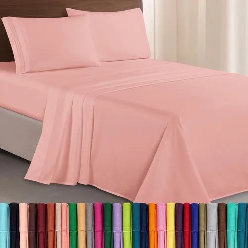 Vista 41 de Elegant Comfort Lujoso juego de sábanas de microfibra de alta calidad 1500 hoteleras bordadas de tres líneas más suaves de 4 piezas, resistente a